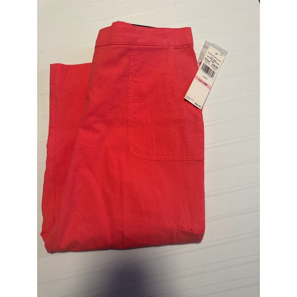 Alfred Dunner Papaya Coral Island Hopping Classic Fit Capri Pants Womens 10P NEW